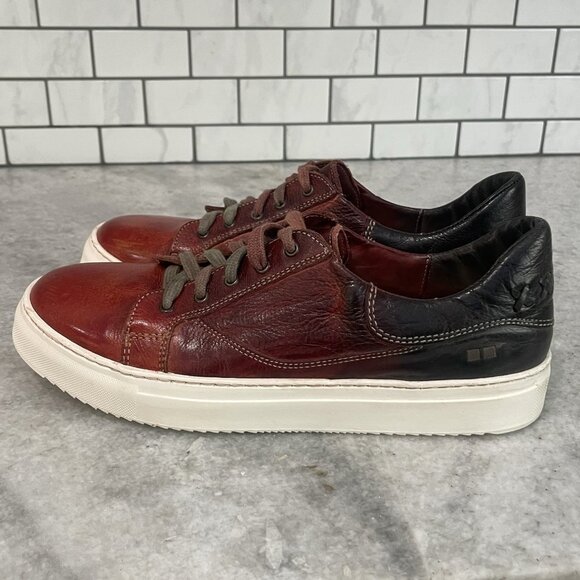 Bed Stu Azeli Sneakers Womens 10 Rust Red Contrast Color Leather Lace Up Shoes - Picture 9 of 11